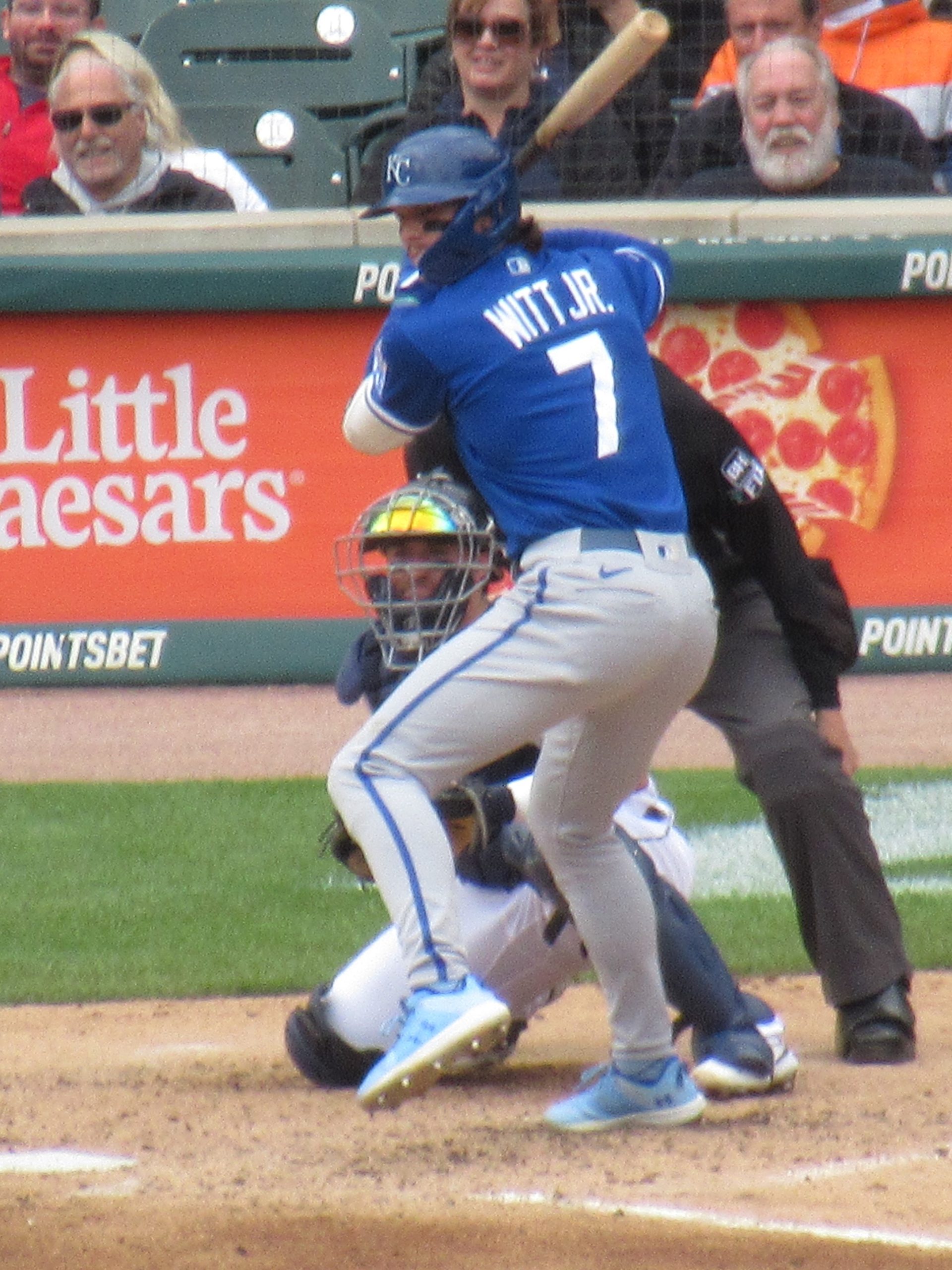 Bobby Witt Jr. in a Kansas City Royals uniform at bat during a game.