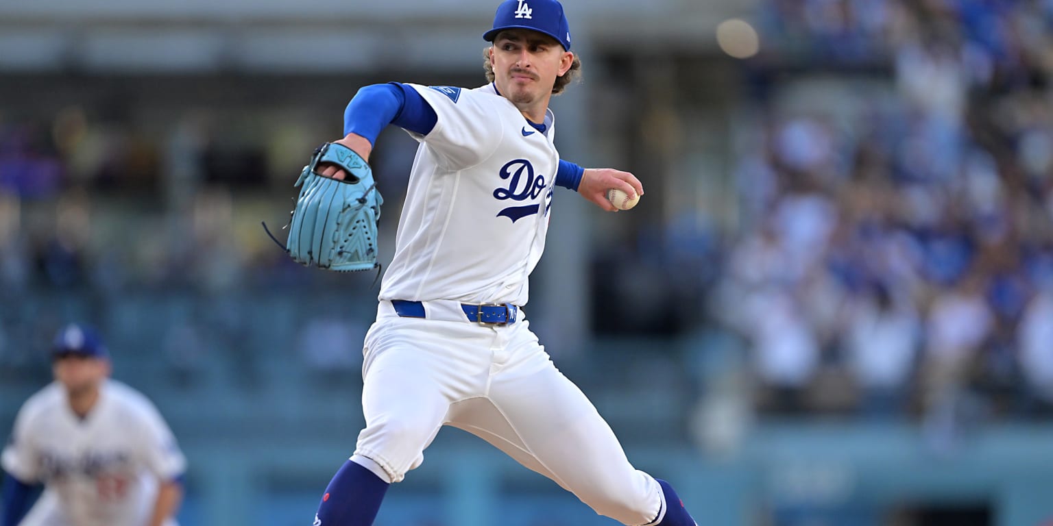 Los Angeles Dodgers pitcher Justin Wrobleski on the mound during a baseball game.
