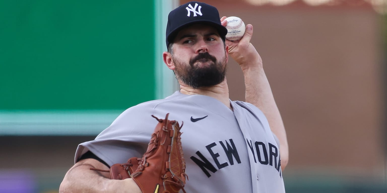 New York Yankees pitcher Carlos Rodón in action during a game.