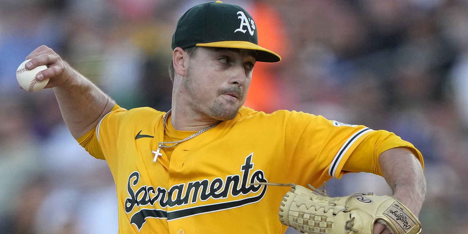 J.T. Ginn in pitching stance during an Oakland Athletics game