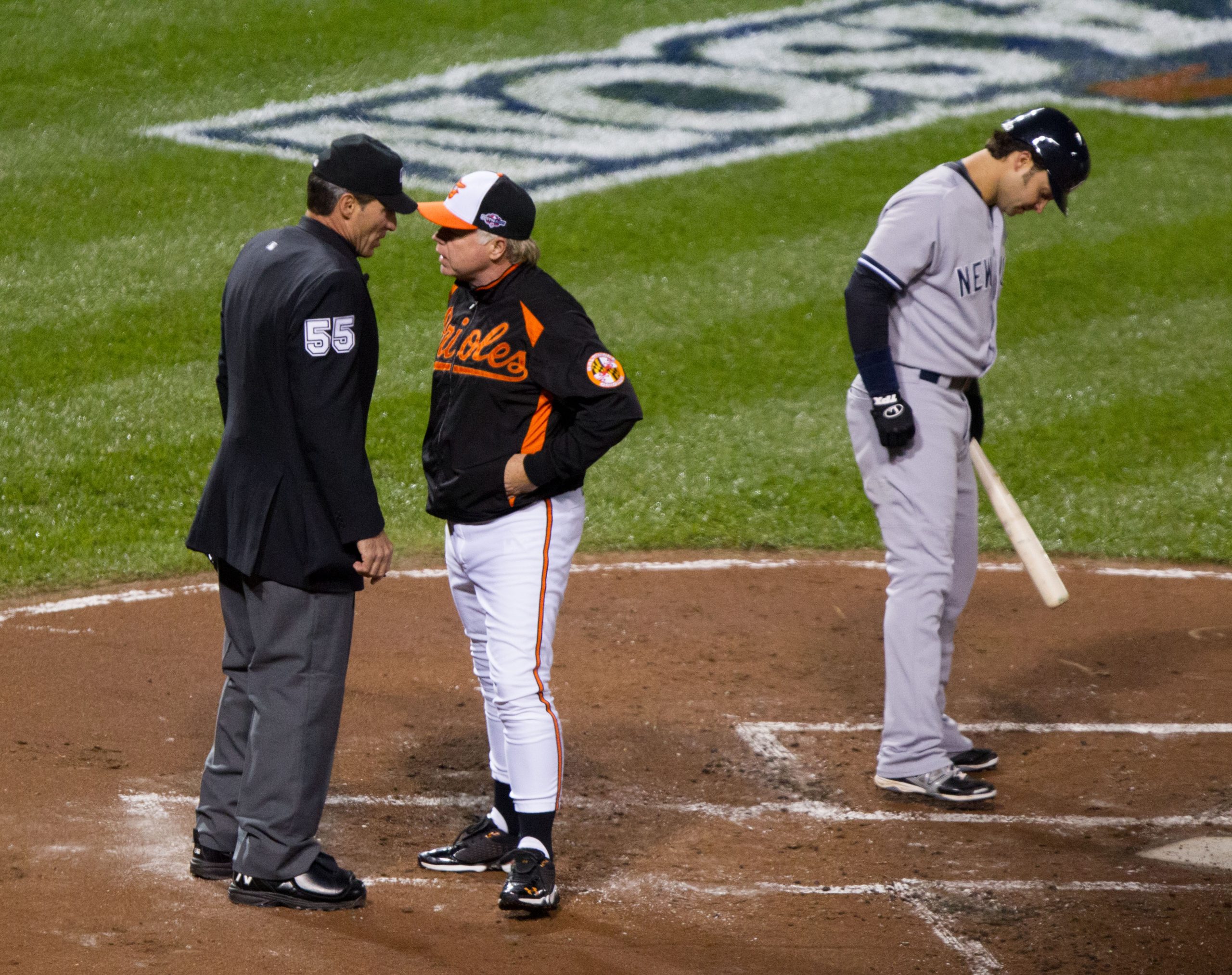 A baseball batter at home plate during an MLB game