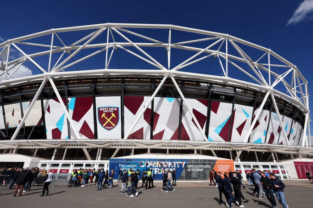 West Ham United players training on the pitch