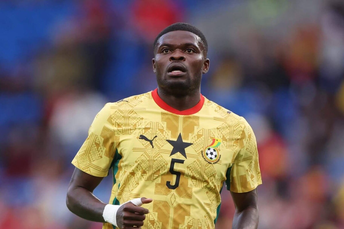 Thomas Partey in action during a soccer match for Ghana.