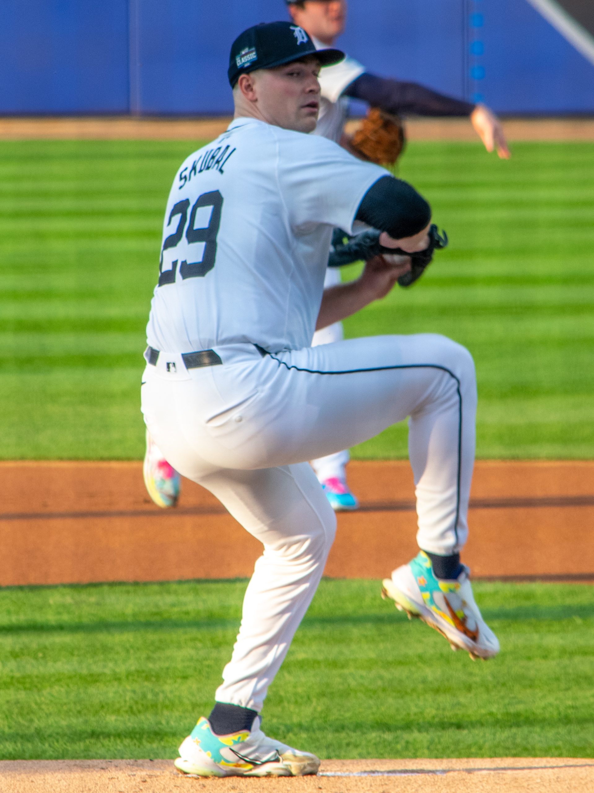 Detroit Tigers pitcher Tarik Skubal in action on the mound.
