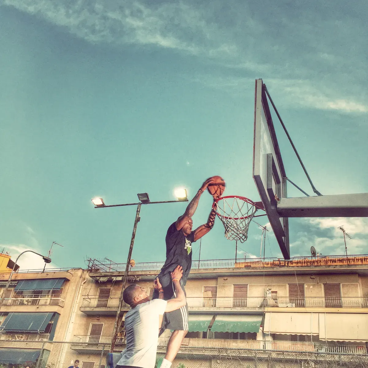 Giannis Antetokounmpo in action on a basketball court