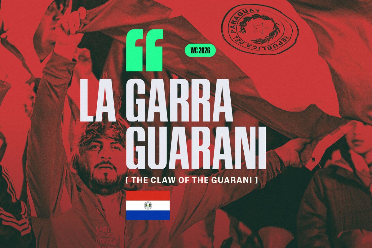 Enthusiastic Paraguayan football fans wave flags and cheer in a crowded street, expressing their passion for the national team.