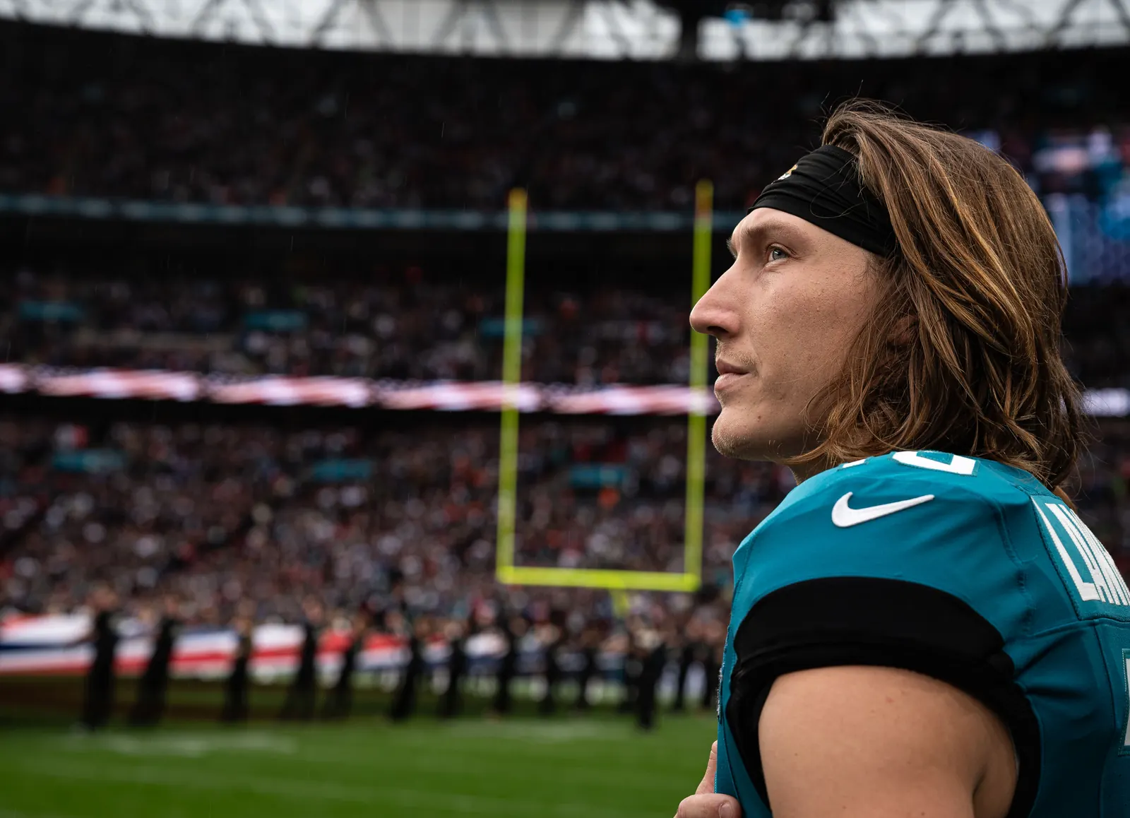 Jacksonville Jaguars quarterback Trevor Lawrence in action during a game.