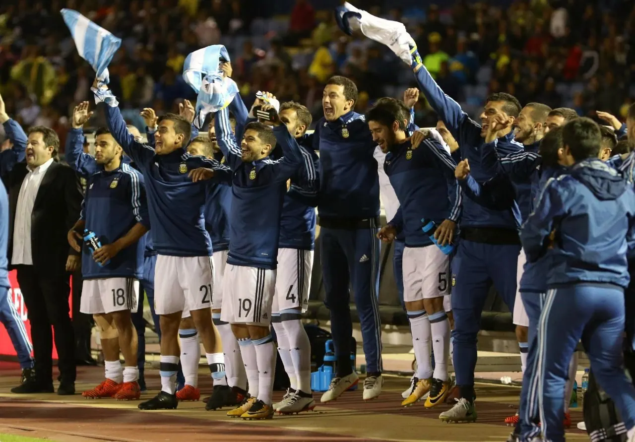 A view of a football match showing players from Switzerland and Argentina during a World Cup quarter-final game.