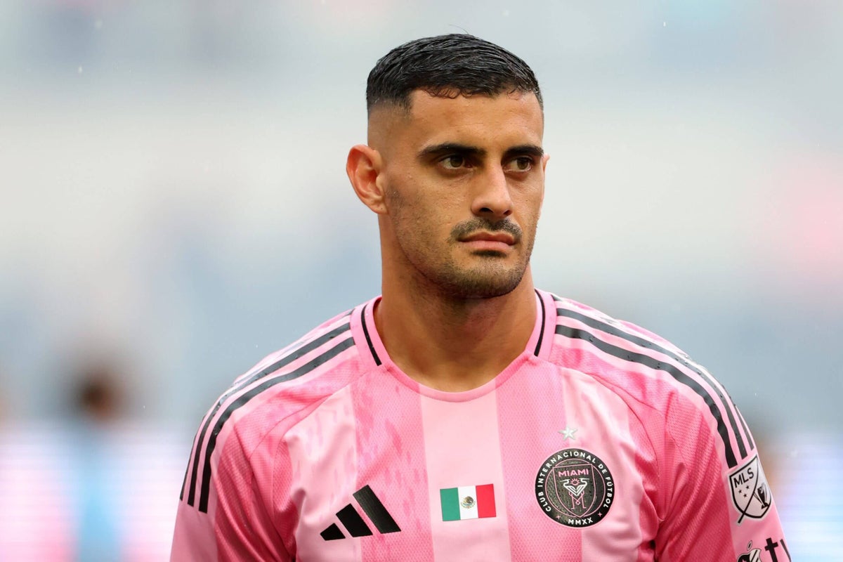 German Berterame of Inter Miami receives medical attention on the field after a head collision during an MLS match against CF Montreal at Saputo Stadium