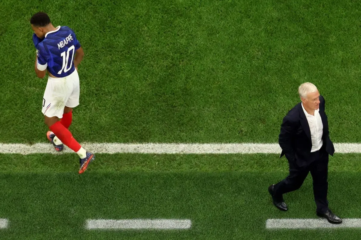 French national football team players in training attire during a FIFA World Cup 2026 practice session.