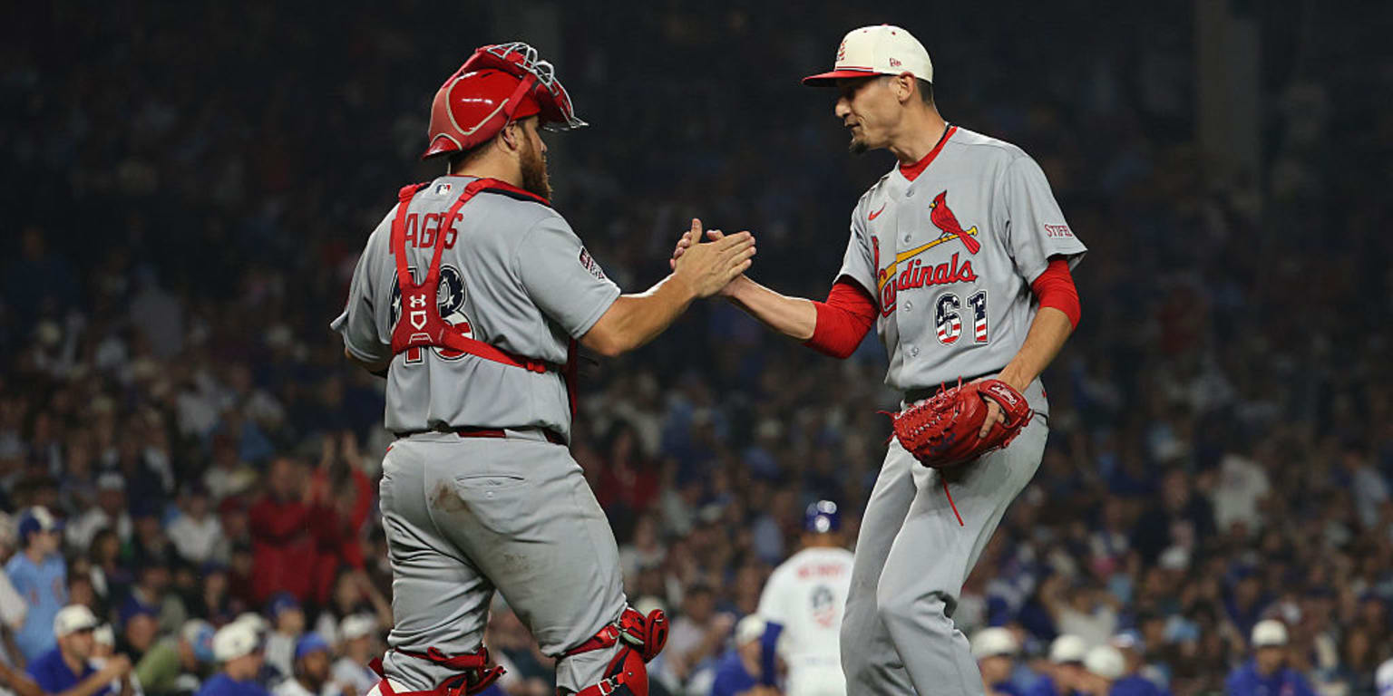 St. Louis Cardinals closer Riley O'Brien in uniform on the mound.