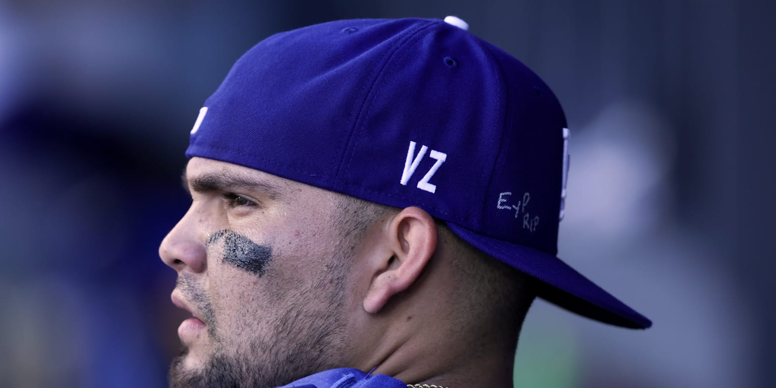 Eliezer Alfonzo, a player for the Los Angeles Dodgers, at bat during a baseball game.