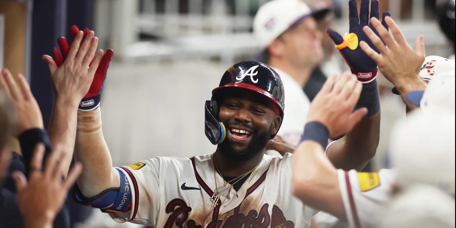 Atlanta Braves player Michael Harris II in action on the baseball field.