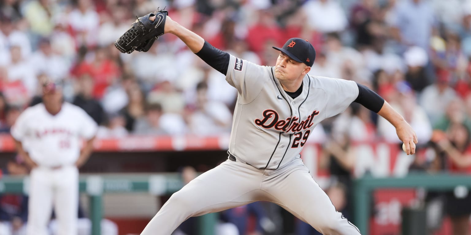 Detroit Tigers pitcher Tarik Skubal in action on the mound.