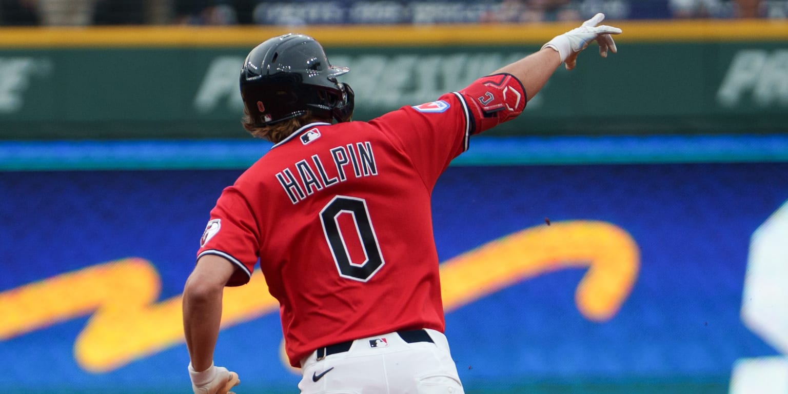 Petey Halpin of the Cleveland Guardians during an MLB game at Progressive Field