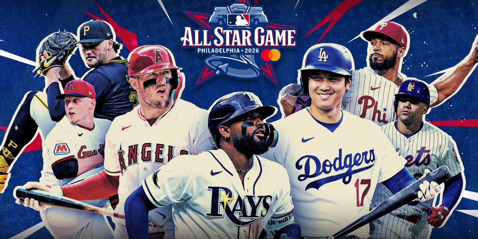 A composite image of several prominent players from the 2026 MLB All-Star Game rosters.