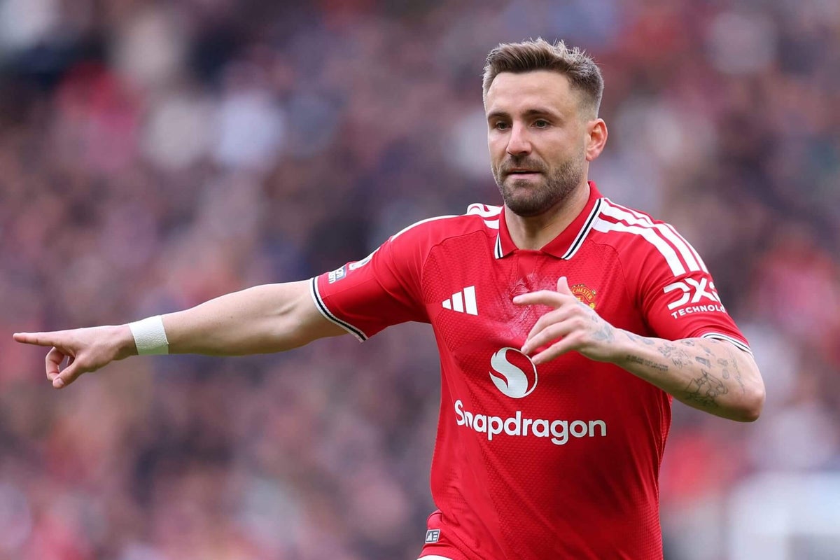 Manchester United defender Luke Shaw in training during the 2026 preseason