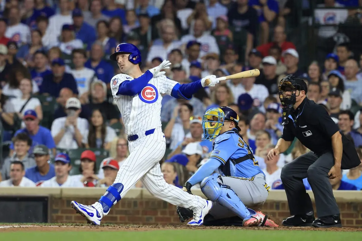 Cubs players celebrate after a home run against the Milwaukee Brewers at American Family Field, Sept. 1, 2026