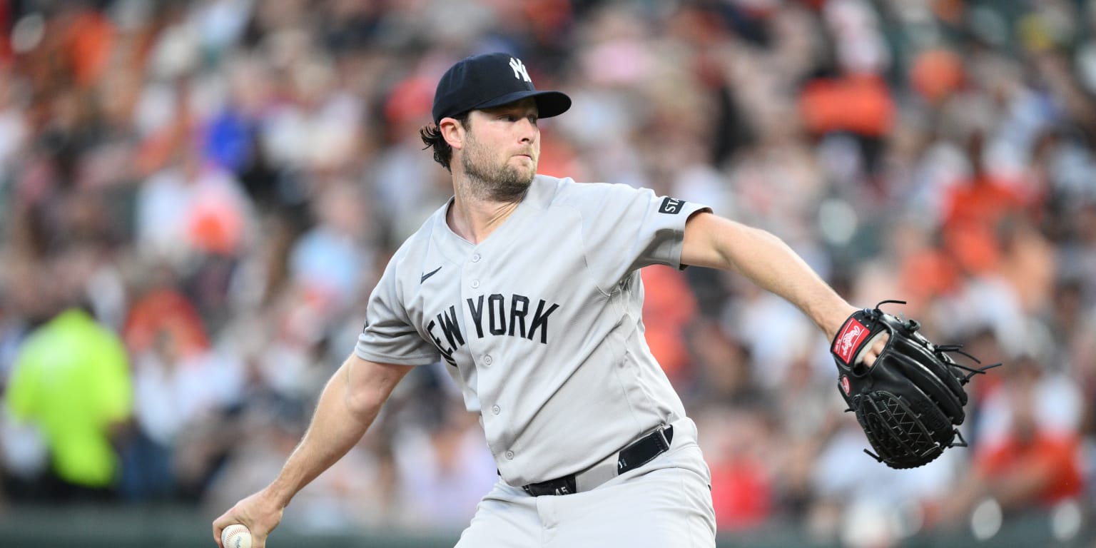 Gerrit Cole leaves the game in the sixth inning against the Los Angeles Angels at Angel Stadium on September 1, 2026
