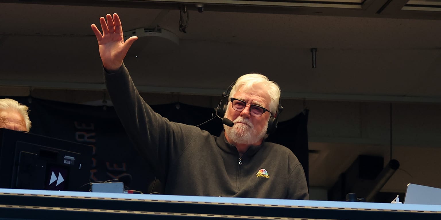 Mike Krukow seated in the broadcast booth at Oracle Park during a San Francisco Giants game